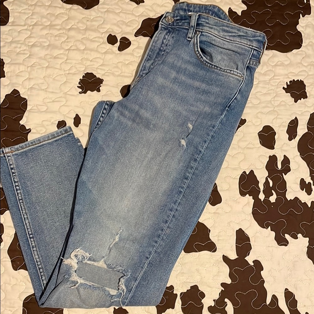 &Denim 30 girlfriend fit Distressed Blue Denim Jeans
